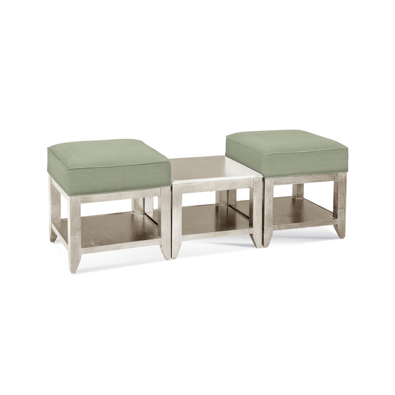 Elements Upholstered Cube Ottoman, Green Performance Fabric; 0851-54, Java
