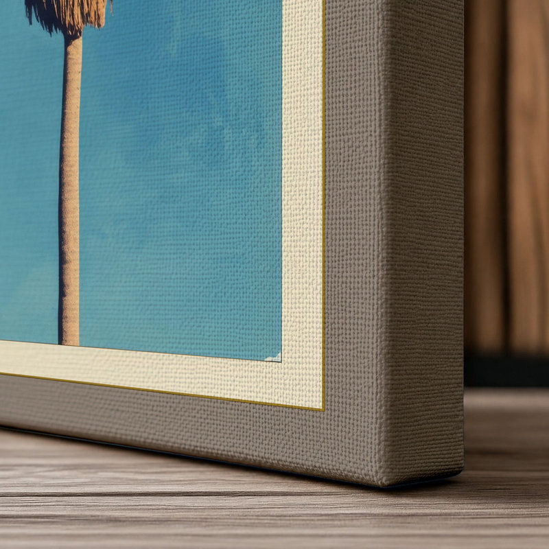 Palm Study in Teal Vintage - Wrapped Canvas, 30x20 - 76.2 x 50.8 cm, Taupe Border