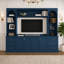 Meuble télé mural moderne en forme d'arche, grand meuble télé de style campagnard de 262 cm (103 po) avec armoires de rangement, tiroirs et étagères réglables pour téléviseurs jusqu'à 165 cm (65 po).-219071855