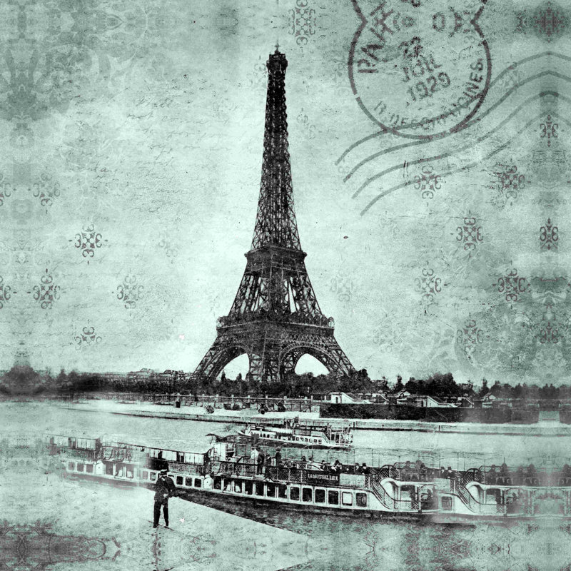 «Vintage Paris Black», reproduction sur toile tendue, H 36 po x l 36 po