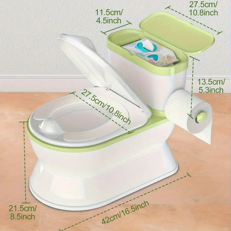 2-In-1 Toddler Potty Training Toilet - Larger Potty Chair And Removable Training Seat With Realistic Flush Sounds, Flip-Up Toilet Seat, Storage Bin And Toilet Paper Holder For Kids 1-3 Years Old, Baby Items