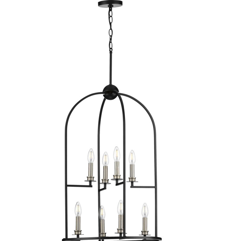 Lustre à niveaux 8 lumières lanterne Gatun, Noir