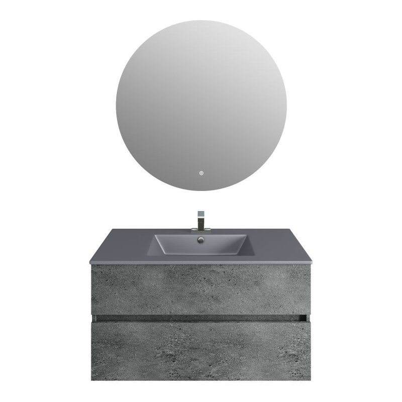 Amanoa 31.18'' Single Bathroom Vanity with Stone Top, Gray