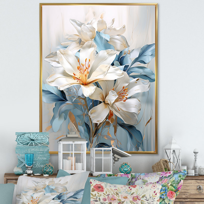 Rhododendron Simplicity Bouquet Florals IV - impressions sur toile Rhododendron, H 32 po x l 16 po, Cadre flottant doré