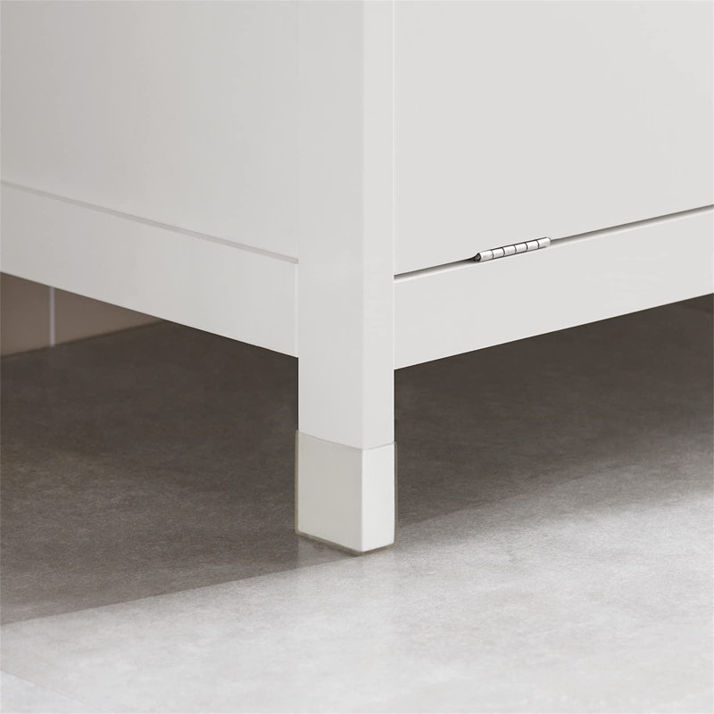 White MDF Laundry Sorter Cabinet with Gray Fabric Baskets