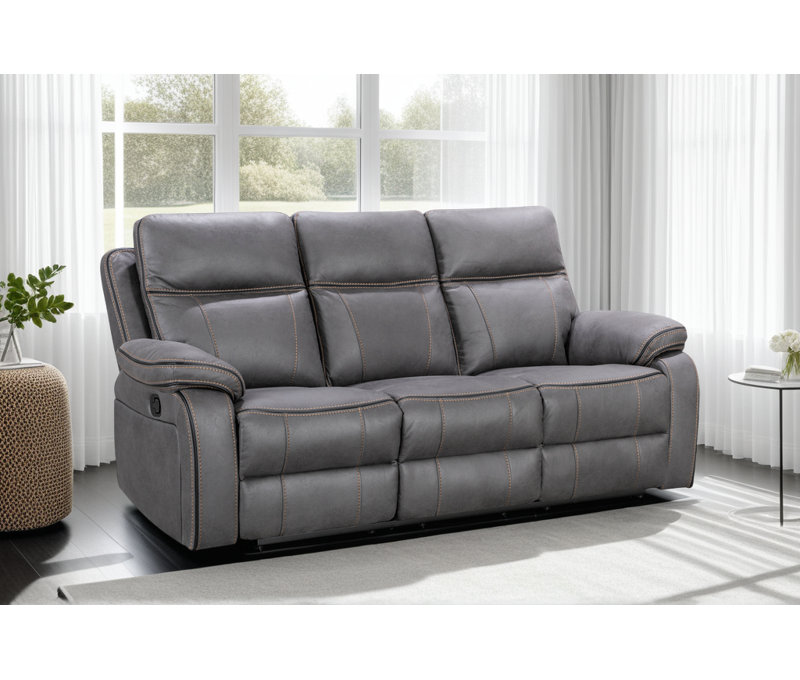 Faux Leather Reclining Sofa, 3