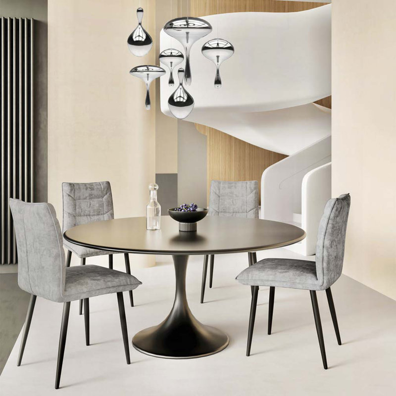 Chaises de salle à manger rembourrées en velours, Gris clair