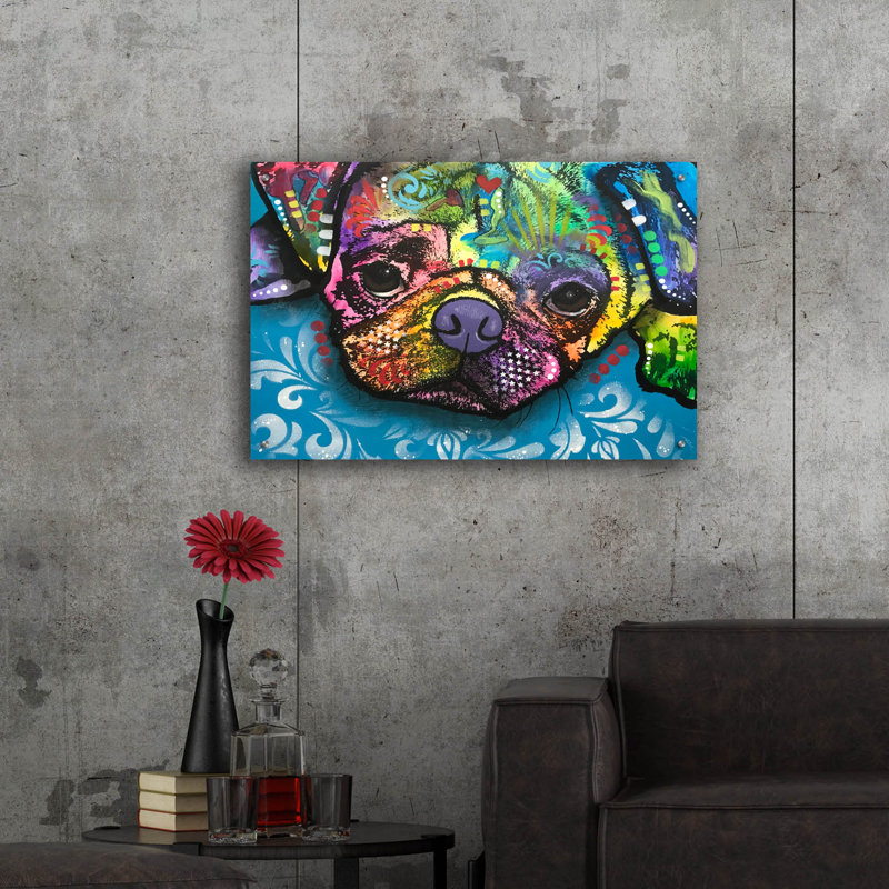 «Good Boy Pug» par Dean Russo, H 24 po x l 36 po x P 0,2 po