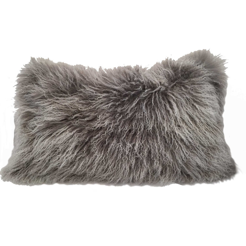 15" X 25" Lambswool Down Throw Pillow, Gray, 15" X 25"