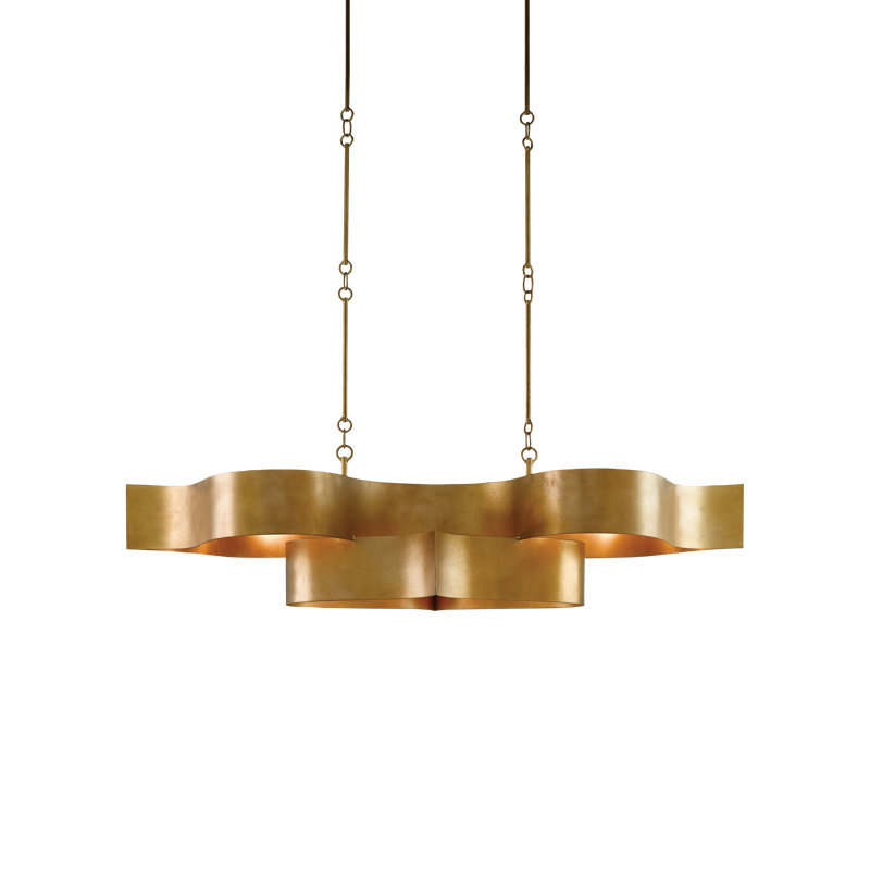 Grand Lotus 6 - Light Chandelier, Antique Gold Leaf