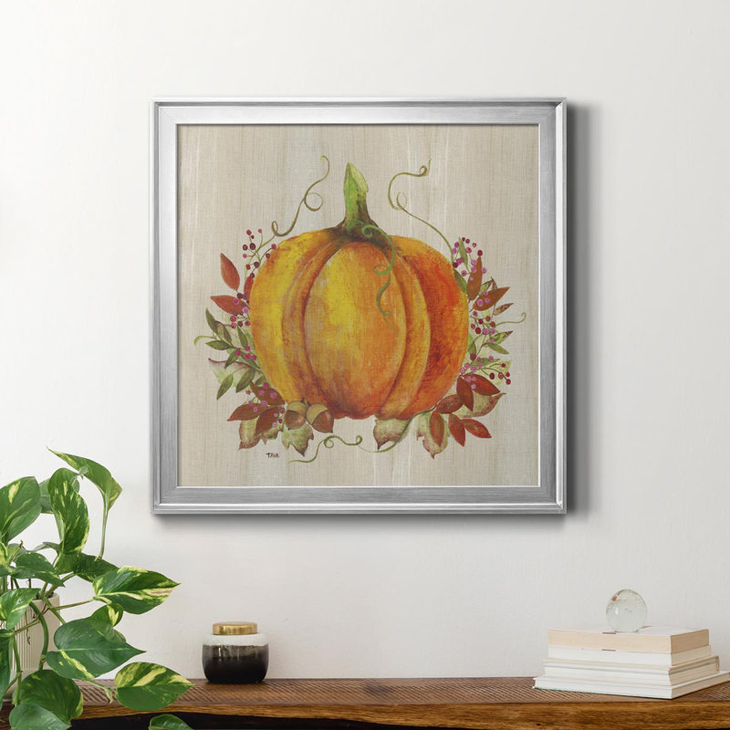 «Pumpkin in Fall», peinture sur toile encadrée, H 30,5 po x l 30,5 po x P 1,5 po, Argent