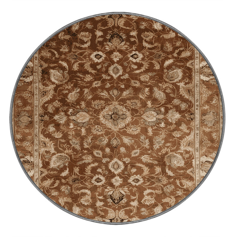 Tapis brun lavable à la machine, Rond 8 pi