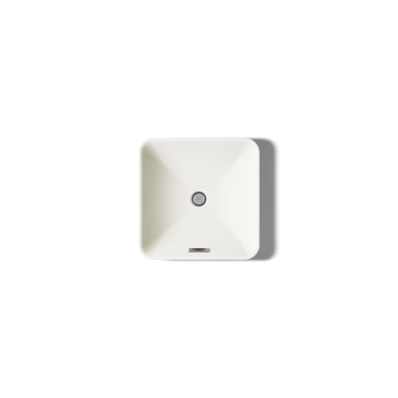 Vox Ceramic Square Vessel Bathroom Sink with Overflow, Biscuit
