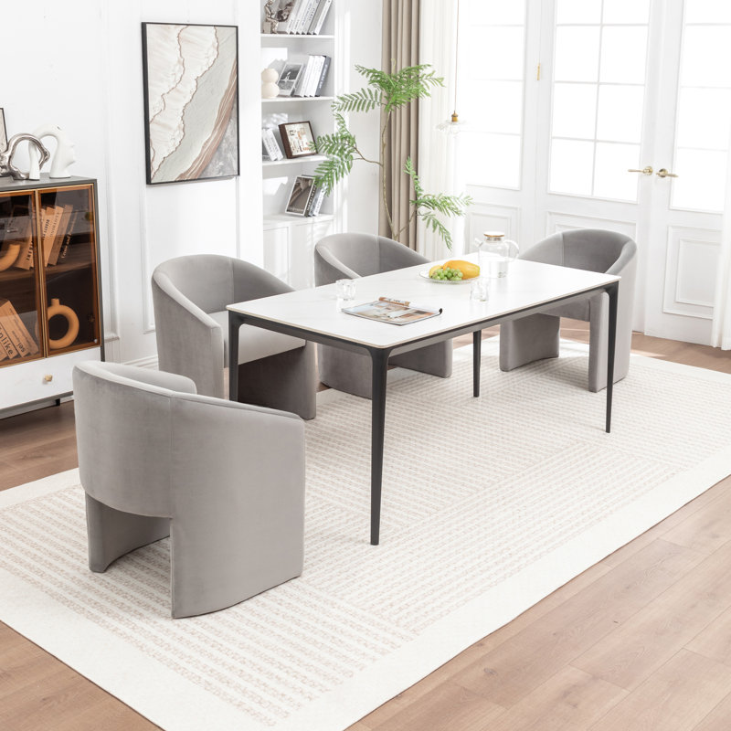 Halley Velvet Upholstered Dining Chair, Gray