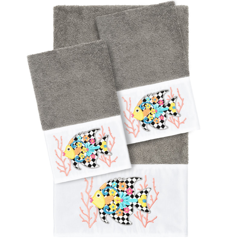 FELIZ 3 Piece Turkish Cotton Towel Set, Dark Gray