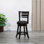 Tabouret pivotant à lattes de 30 po de hauteur de bar, finition espresso, siège en tissu gris anthracite
