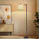 Lampe sur pied à arc avec abat-jour réglable à bordure horizontale florale à fleurs jaunes abstraites Lampe sur pied à 3 températures de couleur à intensité variable avec interrupteur au pied pour chambre à coucher