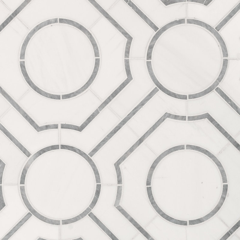 Calabria Frost Galleria 10 in. x 10 in. Polished Marble Mosaic Floor and Wall Tile