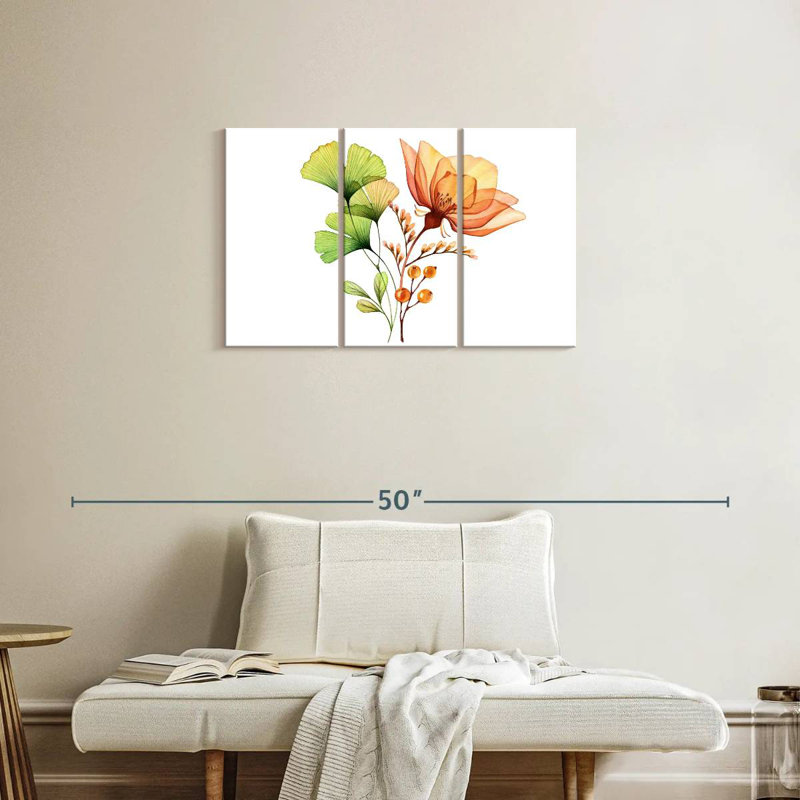 Harnek Sheer Flower And Ginkgo Leaf, 20" H x 33" W