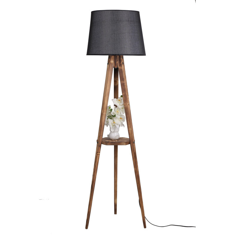Ellison 160cm Tray Table Floor Lamp, Black, Brown