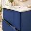 Meuble-lavabo BOV de 76 cm (30 po) au design cannelé, avec lavabo en céramique et tiroirs de rangement séparés-727607097