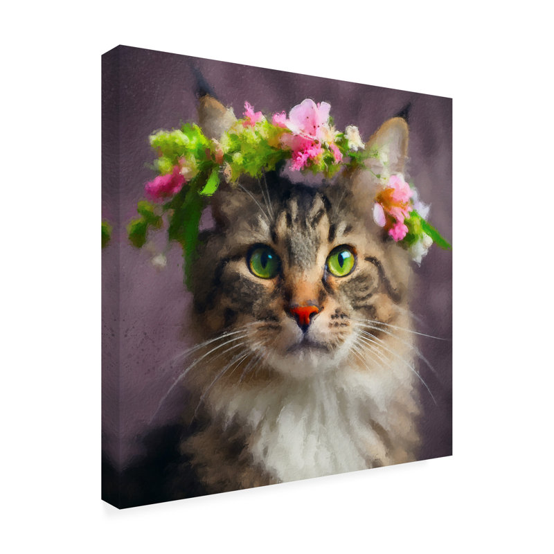 «Makenleigh Cat Flower 2 on Canvas» par Sean Parnell, reproduction, H 14 po x l 14 po x P 2 po
