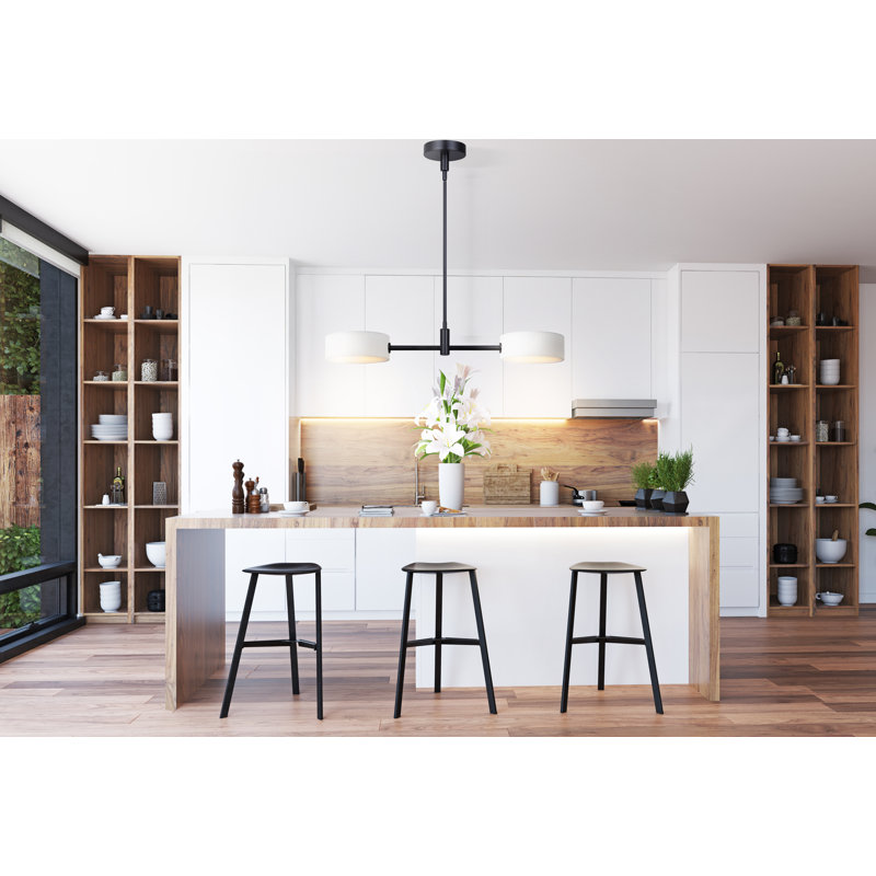 Luminaire suspendu pour îlot de cuisine à 2 lumières DEL noir mat Cabery