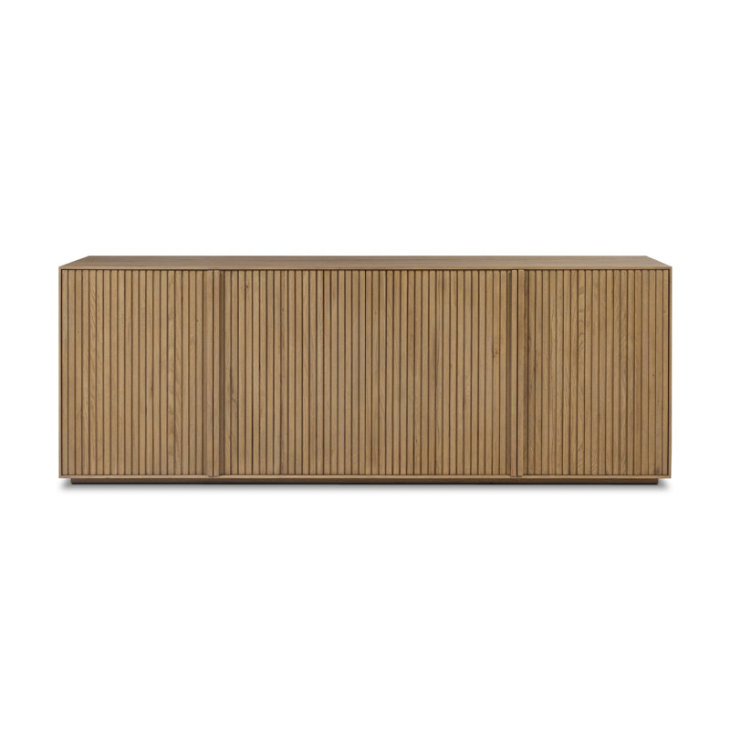 Leo 82'' W Solid Wood Sideboard, Rustic Light Natural Oak