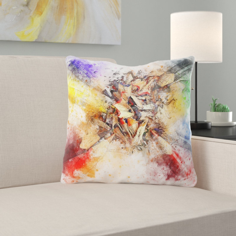 Coussin décoratif crayons Boligee, Microsuède, Intérieur