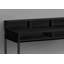 Bureau d'ordinateur moderne avec huche et tablettes de rangement ouvertes pour les espaces de travail à domicile.-8958275