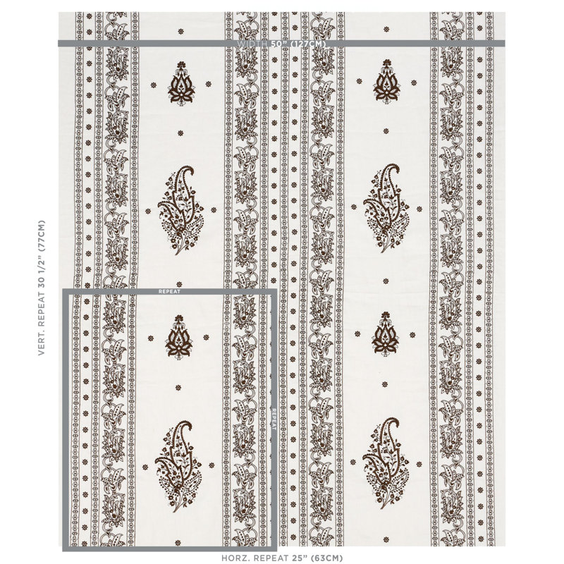 Tissu de broderie en lin Jaipur, Marron