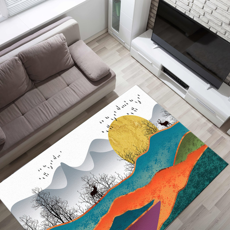 Floral Bloom Printed Rug: Sophisticated Non-Woven Thin-Type Floor Covering with Delicate Rose Design for Enhancing the Beauty of Your Living Space