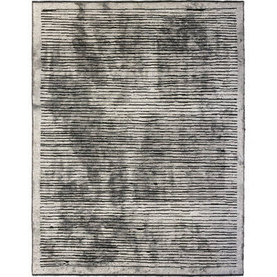 Rapture Striped Cotton Silver Gray/Black Area Rug