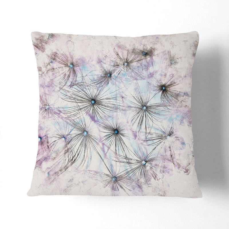 Floral Square Throw Cushion, Black, 40cm H x 40cm W x 15cm D