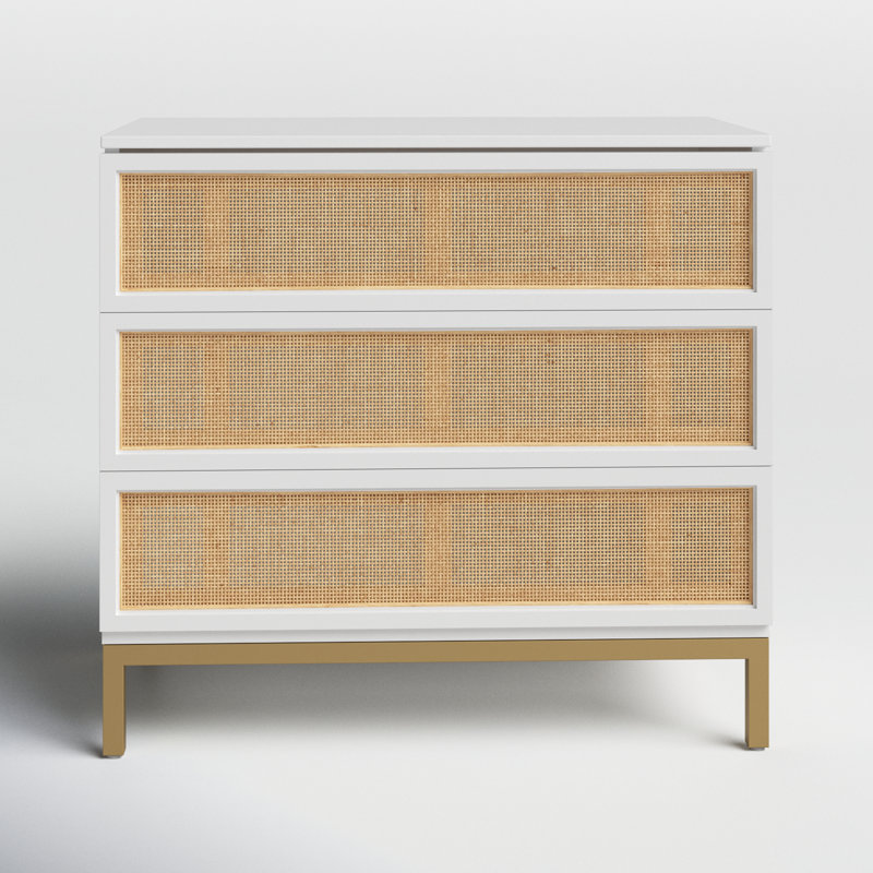 Commode 3 tiroirs Prudhoe, Or/blanc