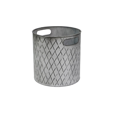 Textured Zinc Bucket with Built-In Handles