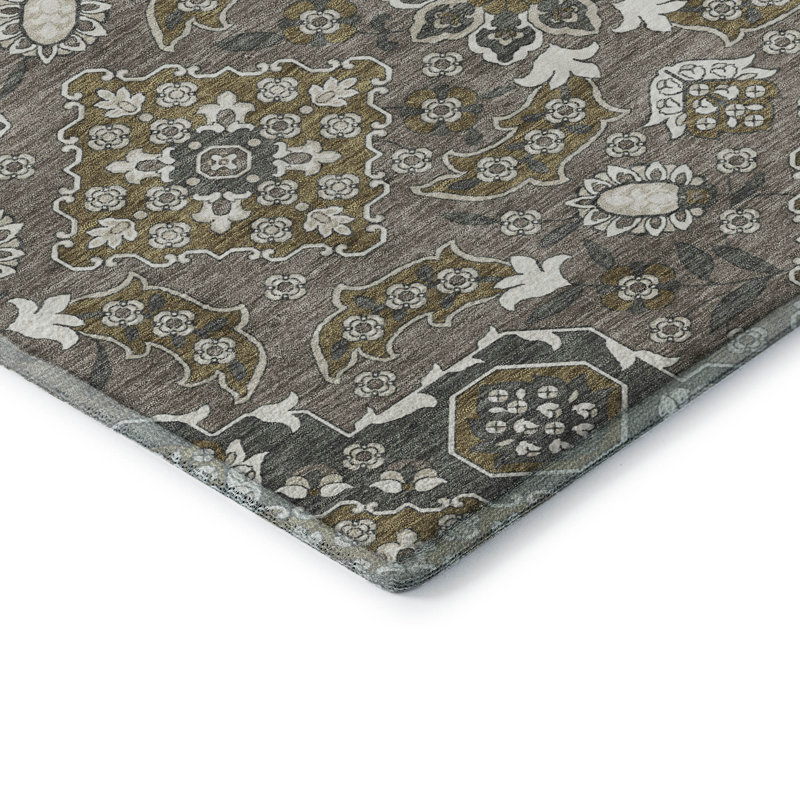 Premium Machine Washable Crestover AMF1853 Global Rug, Rectangle 3' x 5'
