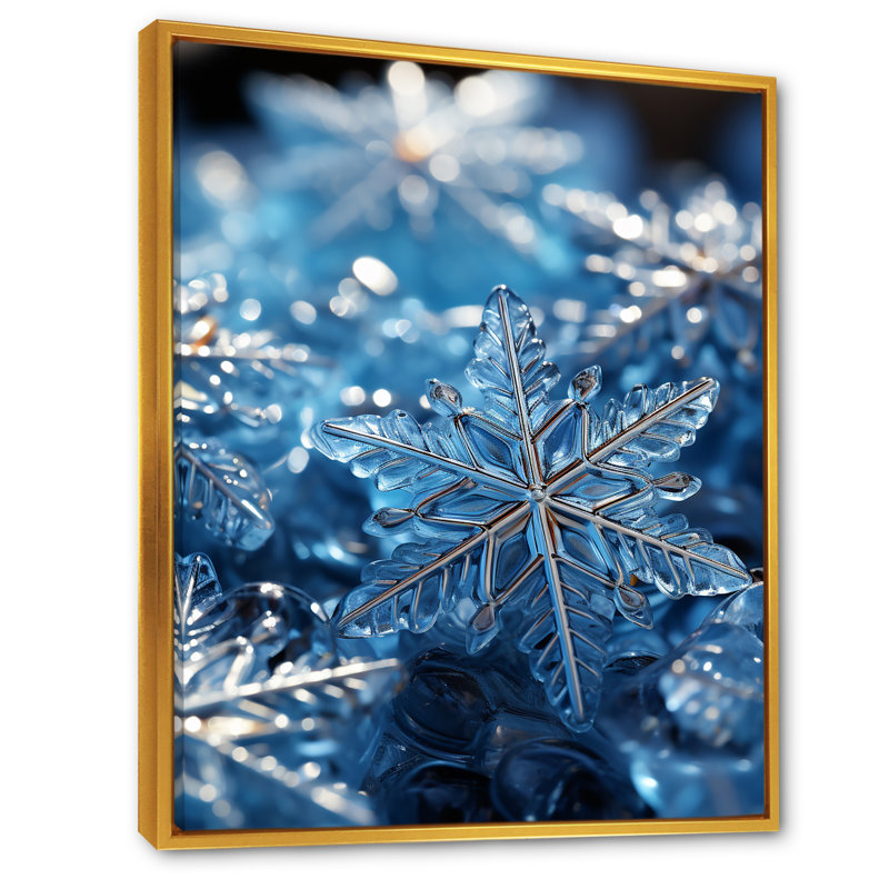«Sunrise Snowflake Tranquility III - Winter Landscape», art mural, Cadre flottant doré, H 44 po x l 34 po