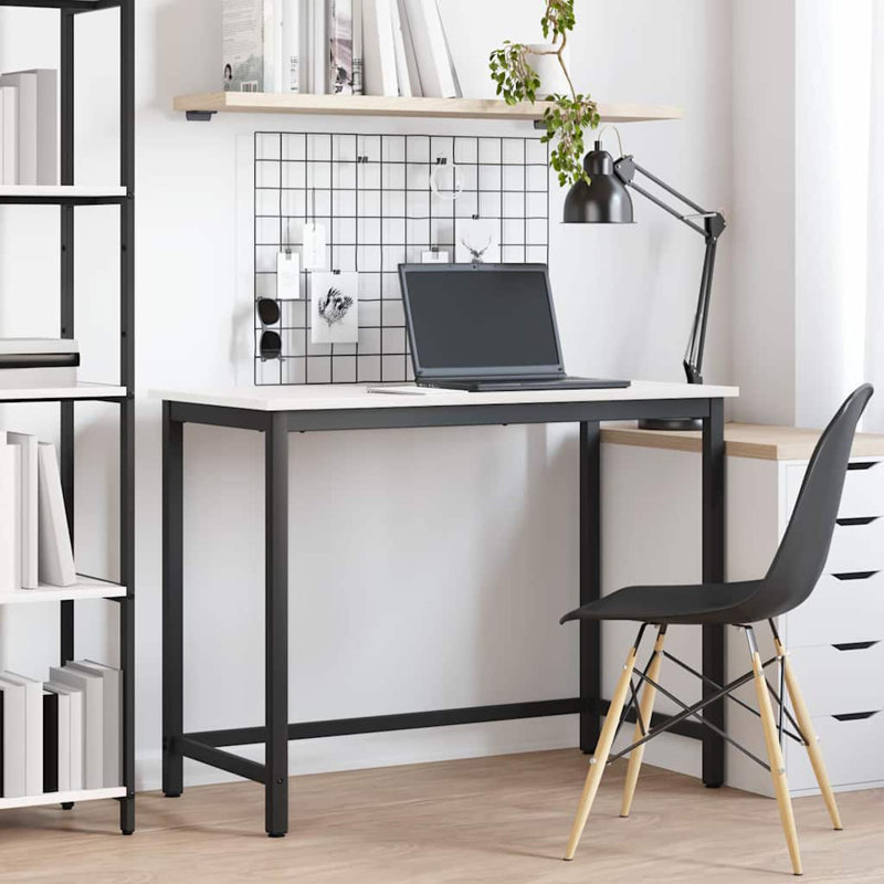Metal Base Writing Desk, White
