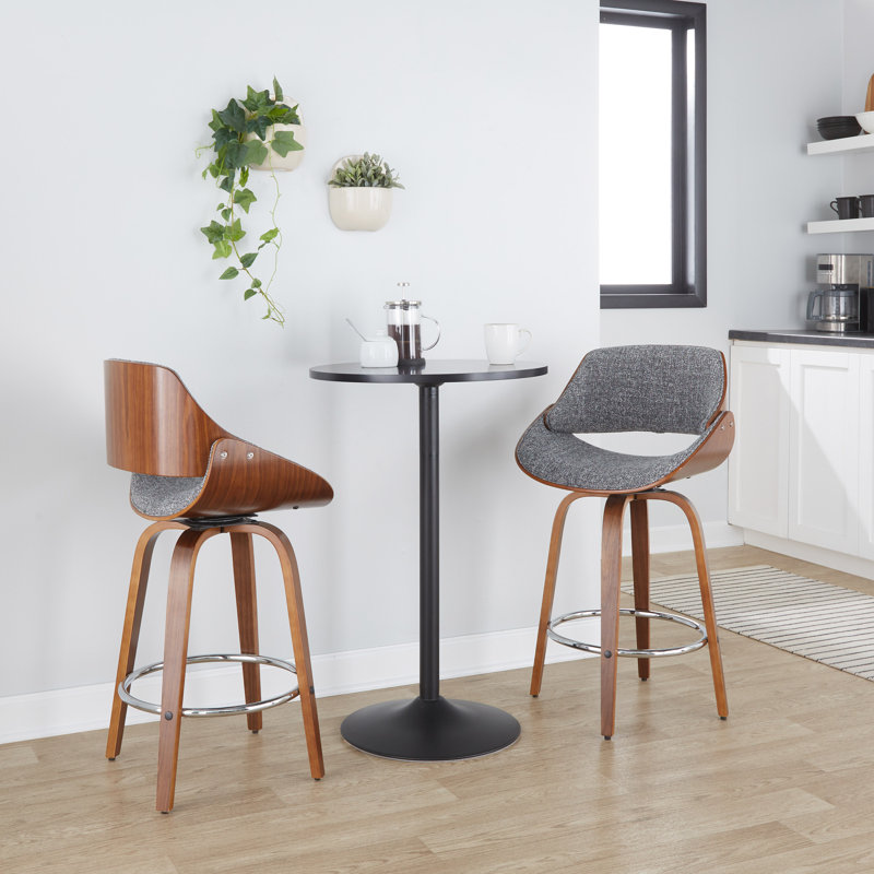 Palmona Fixed-Height Bar & Counter Stool with Bent Wood Legs & Round Footrest (Set of 2), “Counter Stool (25” Seat Height)”