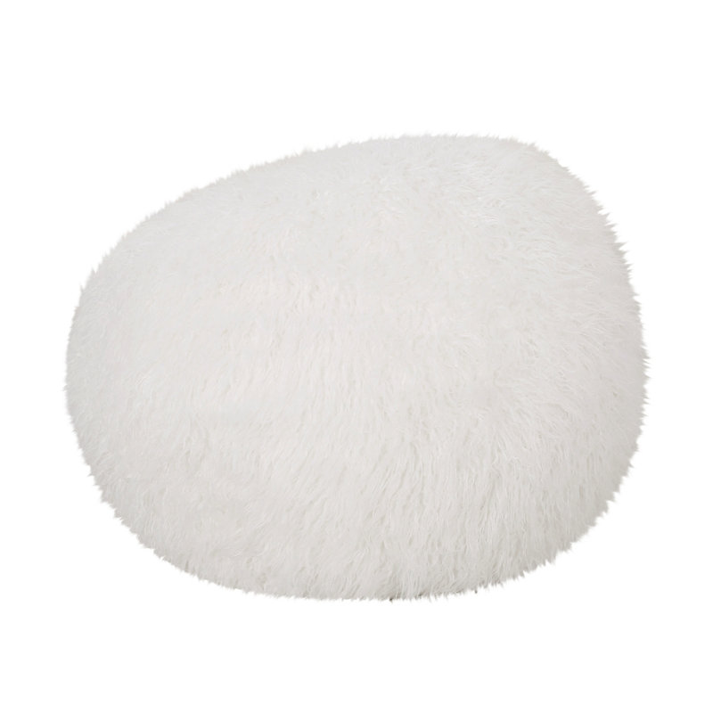 Fauteuil à billes 3 po, H 25,05 po x l 35,05 po x P 35,05 po, Fausse fourrure blanche