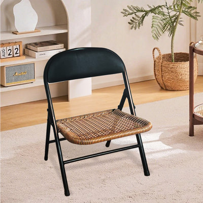 4 chaises pour la chambre à coucher et le bar - Conception pliable, structure thermolaquée noire, chaises de 22,8 po de hauteur, acier, capacité de 220 lb, largeur de 10,88 po