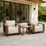 Ensemble de 3 chaises d'extérieur en rotin pour terrasse avec table et accoudoirs