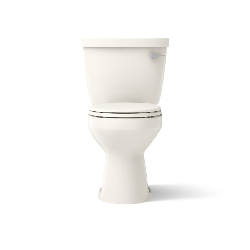 Cimarron 1.28 GPF Water Efficient Round Two-Piece toilet (Seat Not Included), Biscuit, Left-Hand