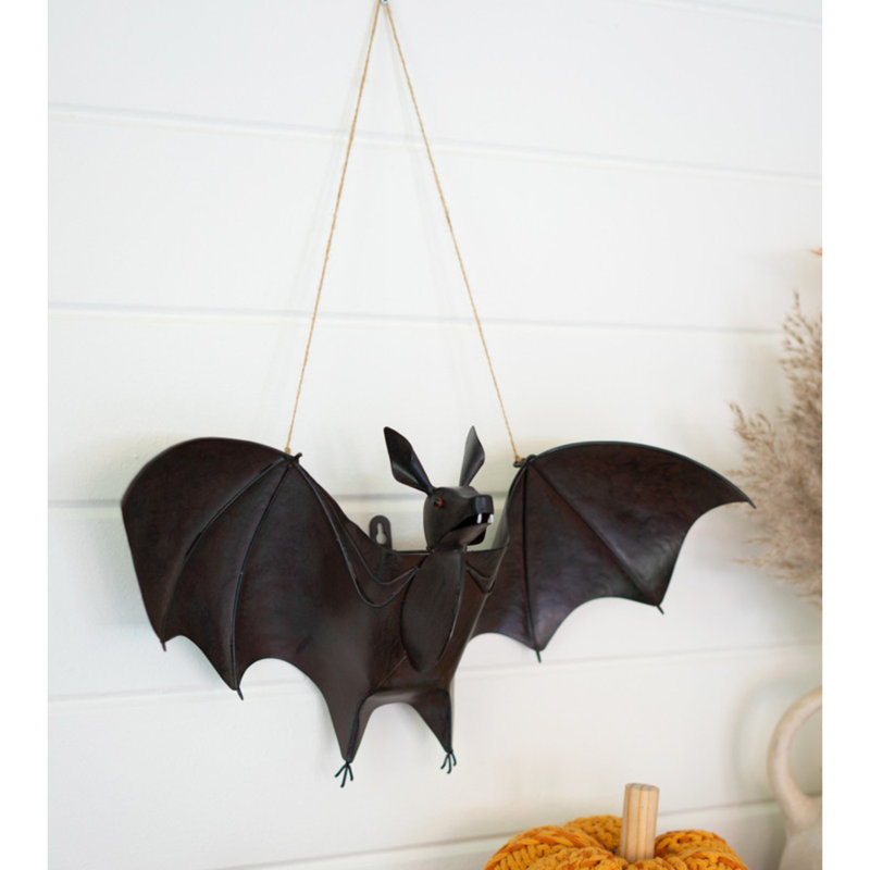  Décoration de chauve-souris en métal peint 10 po H