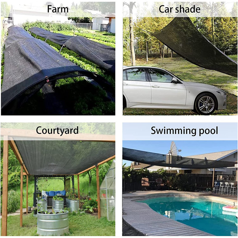 Black High Density Polyethylene Sun Shade Cloth with Grommets