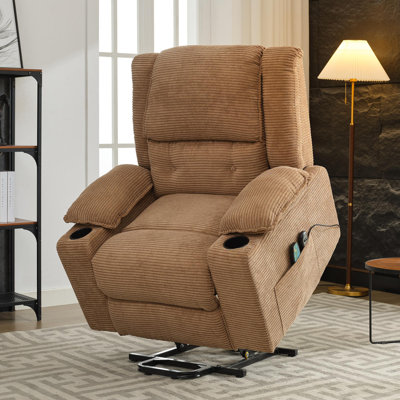 Nefertiti 73 cm Wide Fabric Lift Assist Recliner with Massager and Heated Cushion