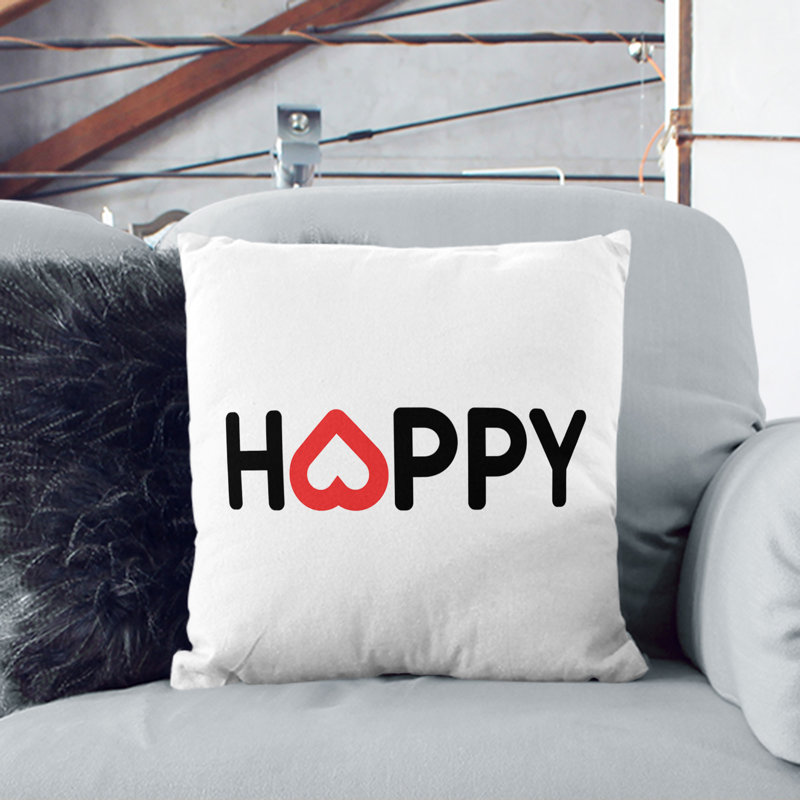 Happy Square Throw Cushion, 55cm H x 55cm W x 20cm D