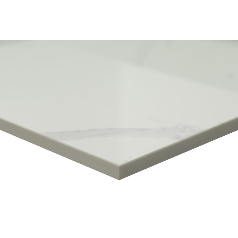 61 in. White Marble Bathroom Vanity Top with Single Sink
