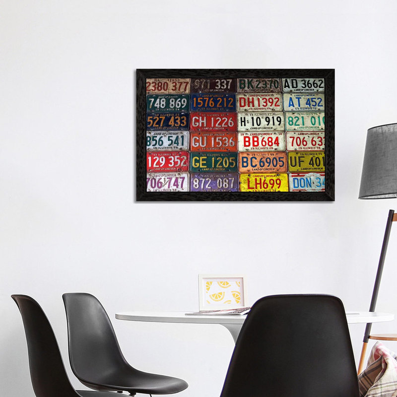State License Plates 1 Piece Floater Frame Wall Art on Canvas, 101.6 cm H x 66.04 cm W, Black